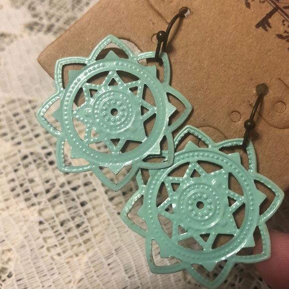 Plunder Design Mint Filigree Medallion earrings - Picture 2 of 3